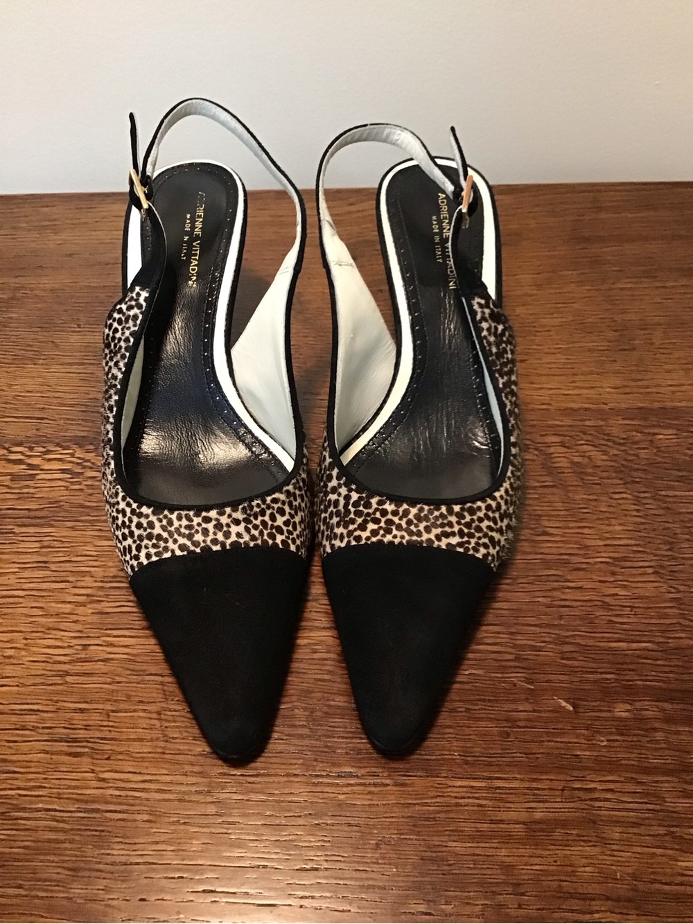 Vintage Adrienne Vittadini Leopard Print Slingback Pumps